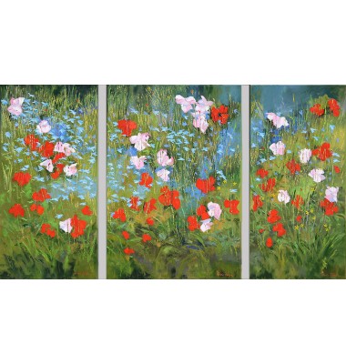 Fleurs des champs dans la nature - triptyque 2