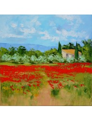 Landschaft mit Mohnblumen