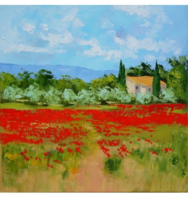 Landschaft mit Mohnblumen