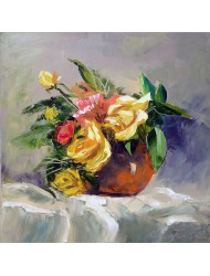 Roses jaunes en vase N° 2