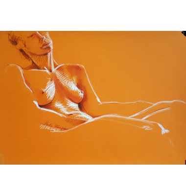 Nu &agrave; genoux sur une chaise