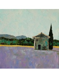 Steinschuppen in einem Lavendelfeld 