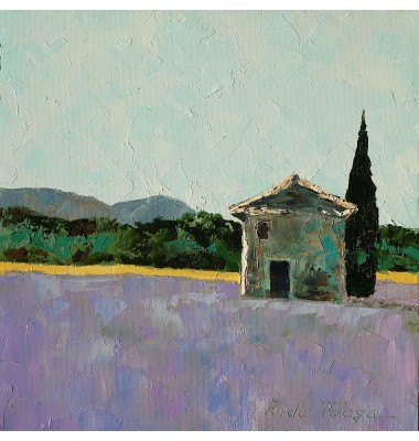Stone shed in a lavender field