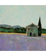 Stone shed in a lavender field
