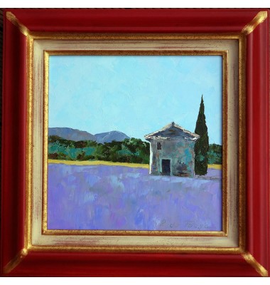 Stone shed in a lavender field