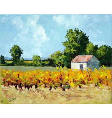 Paysage avec vigne en septembre