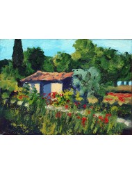 Cabanon avec coquelicots