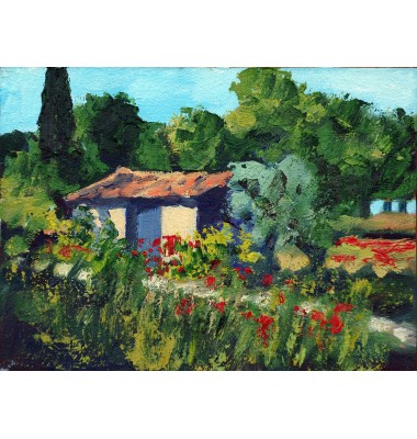 Landschaft mit Schuppen