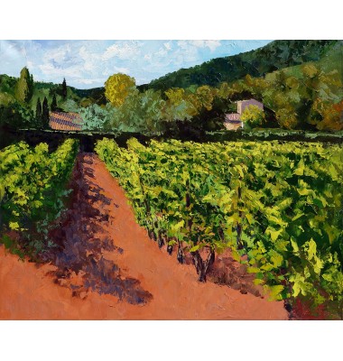 Ferme avec vigne en automne
