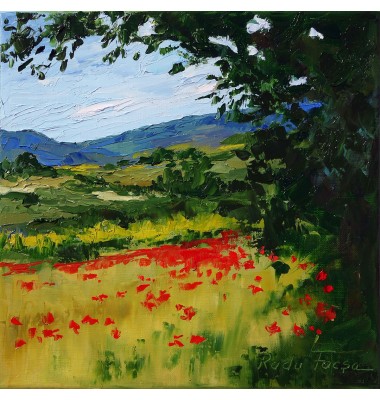 Paysage avec coquelicots