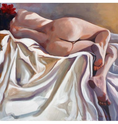 Nu de dos sur un drap&eacute; 