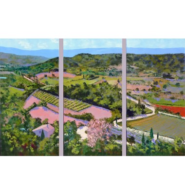 Vue de haut &agrave; Gordes - triptyque